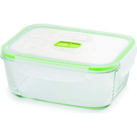GIO'STYLE Contenitore per Alimenti in Vetro - 1,5L - Chiusura Ermetica - Rettangolare - Made in Italy - Adatto a Frigorifero, Freezer, Microonde - Linea 2 in 1 Vetro