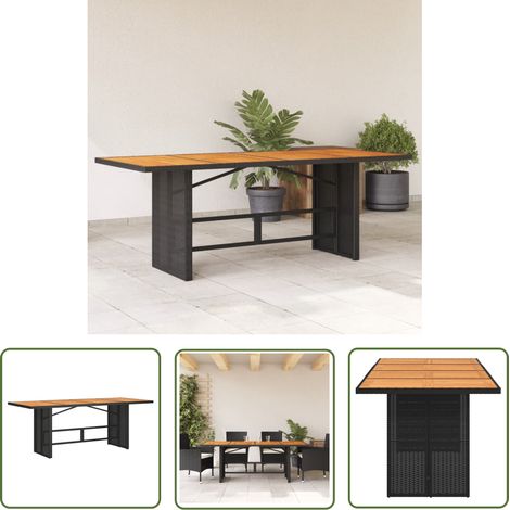 The Living Store Gartentisch mit Akazienholz-Platte 190x80x74 cm Poly Rattan - Gartentisch - Esstisch - Outdoortisch - Terrassenmöbel - Gartenmöbel (1/5)