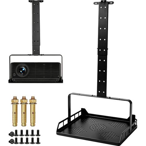 Support De Plafond Pour Projecteur, Universel Support Réglable En Hauteur De 30 à 56 Cm Pied De Projecteur Noir Avec Gestion Des Câbles Dissimulée Pour Home Cinéma Et Bureau Charge Maximale 10 Kg (1/5)