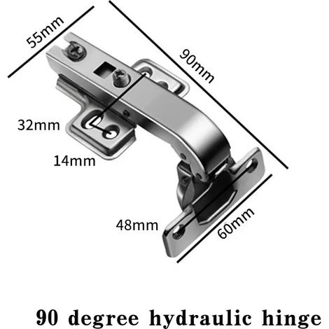 Charnière à fermeture douce (90° - Chine continentale) avec amortisseur hydraulique pour porte d'angle pliante, compatible avec les portes pliantes d'armoires, de placards et de penderies. (1/5)