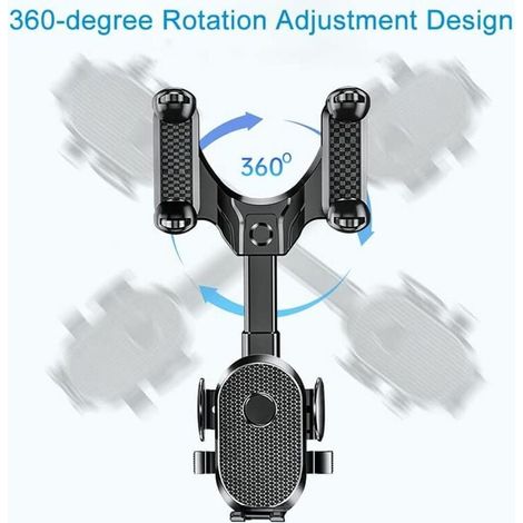 Soporte para teléfono con espejo retrovisor para coche, universal, retráctil, giratorio 360 grados. (1/5)