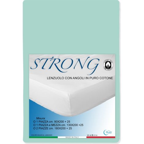 LENZUOLO con ANGOLI STRONG tinta unita VERDINO made in Italy Una Piazza