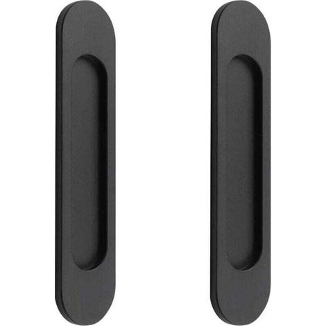 2 maniglie ovali autoadesive per porte scorrevoli in lega di alluminio nero opaco, non richiedono foratura, per porte scorrevoli, ante di armadi, 148 cm -Crezuo