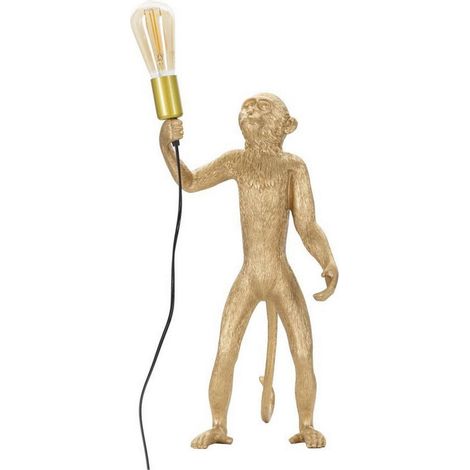 Dmora - Tischlampe Bojano, Schreibtischleuchte, Büroleuchte, Arbeitslampe, 26x34 h55 cm, Gold