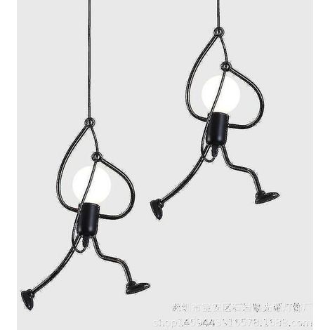 Lustre suspendu pour salon E27 Iron People, lustre pour chambre d'enfant, lustre créatif inspiré des dessins animés pour salon, suspendu (1/3)