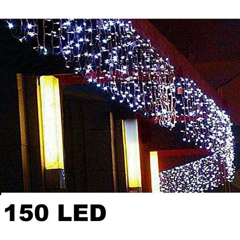 TrAdE Shop Traesio - Tenda Luminosa Di Natale Led Esterno Luci 150 Led 5 Mt X 0,75 Cm Bianco Freddo - (1/2)