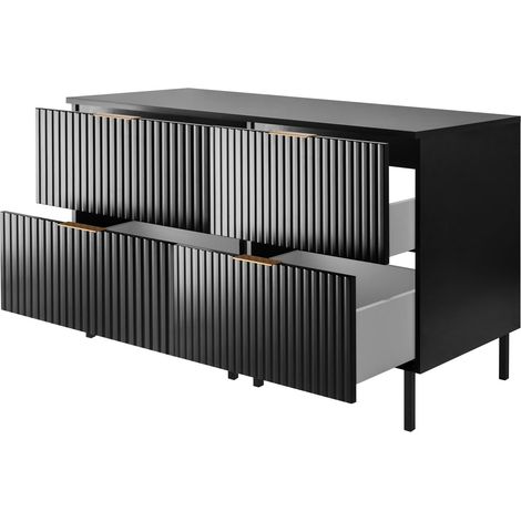 Mobile lavabo, Nero + maniglia dorata, 120 (2 x 60 cm) x 77 x 46 cm + Piano, piedi neri (1/5)