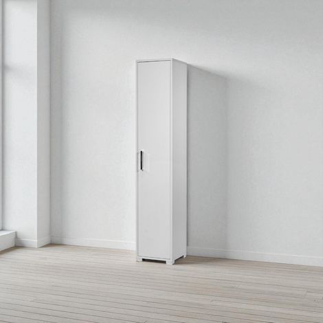 Scarpiera in legno nobilitato 1 anta ripiani interni 37x189h cm Bianco Frassino (1/4)