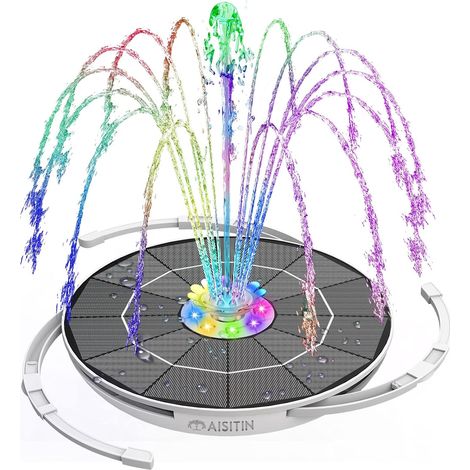 Fontaine Solaire LED 6,5 W avec Batterie pour Bassin Barres de Support Réglables Jeu de Buses Compatible DIY pour Jardin et Bain d'Oiseaux (1/5)