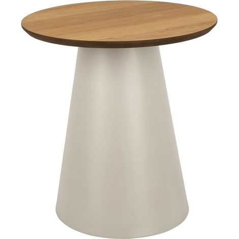 Mesa auxiliar Norsica 950, Gris + Roble, 48x0x0cm, Diámetro: 45, Chapa de madera natural, Redonda