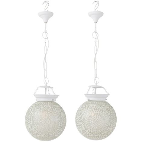 Suspension ronde en verre blanc avec mosaïques Ekio - Lot de 2 (1/3)