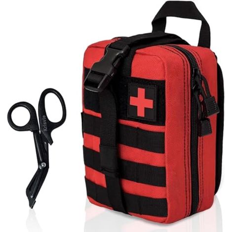 Pochette EMT Médecine Tactique Sac étanche Molle de Premiers Secours, Trousse Kit de Premiers Soins Militaires pour Randonnée Camping Airsoft avec Un Ciseaux médical (1/4)