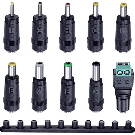 Lot de 10 connecteurs CC - Adaptateur secteur universel AC-DC - 2,5 x 0,7 mm/3,0 x 1,1 mm/3,5 x 1,35 mm/4,0 x 1,7 mm/4,8 x 1,7 mm/5,5 x 1,7 mm/5,5 x 2,5 mm/6,3 x 3,0 mm. Fiche creuse 6,0 x 4,4 mm/DC (1/5)