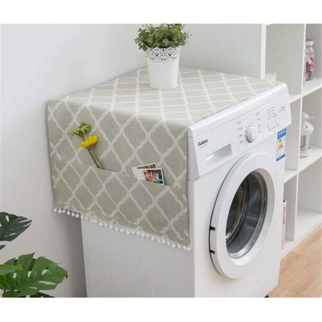 1 housse universelle pour lave-linge séchant, housse anti-poussière en coton pour réfrigérateur, housse supérieure pour machine à laver avec 6 sacs de rangement, cuisine, salle de bain, décoration d'i (1/5)