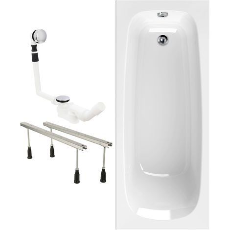 Calmwaters® Badewannen-Set 180x80 cm Original, Made in EU, 3in1 Acryl-Badewanne mit Wannenfüßen & Ablaufgarnitur, ergonomische Körperform-Wanne komplett Set, 180 x 80 cm, Weiß (1/5)