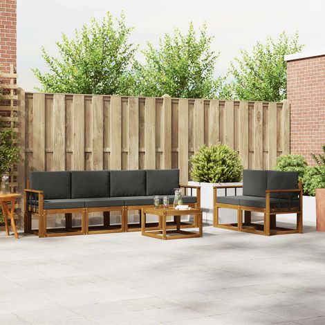 vidaXL Outdoor-Sofagarnitur mit Kissen 7 pcs Natur und Anthrazit (1/5)