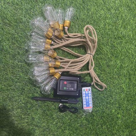 Guirlande lumineuse LED solaire en corde de jute, style rétro, étanche IP65, lumière chaude, longueur, 3,6V. A6 (1/4)