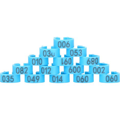 Bagues numérotées 001-100 pour oiseaux, 8 mm, pour l'identification des volailles (pigeons), bleu (1/5)