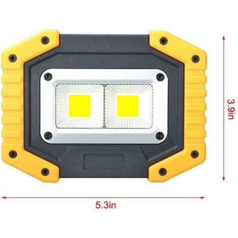 Projecteur LED - 30 W - 1500 Lumen - Étanche IP65 - Rechargeable USB - Pour Chantier Camping Garage - 1 Pièce (1/4)