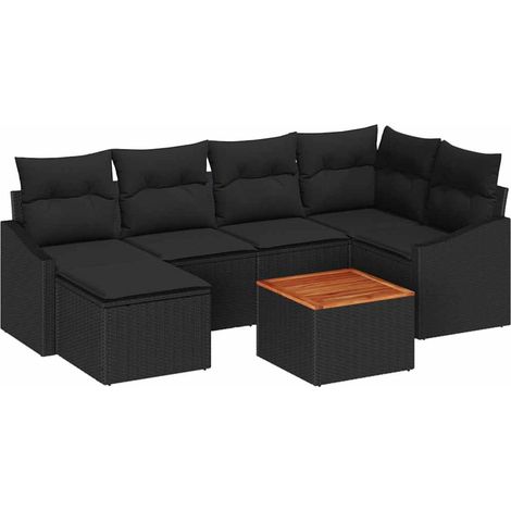 Garden Sofa Set with Storage 7 pcs Black Poly Rattan vidaXL (1/5)