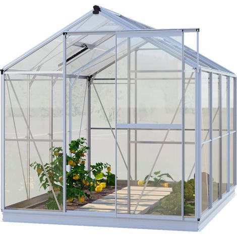 GFP Gewächshaus Opal 4 Glasgewächshaus 192x259 cm Aluminium-Rahmen, 4 mm Sicherheitsglas mit Fundamentrahmen und autom. Fensteröffner (1/5)
