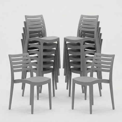 24 Sedie Firenze Grand Soleil polipropilene ristorante offerta stock - Grigio (1/5)