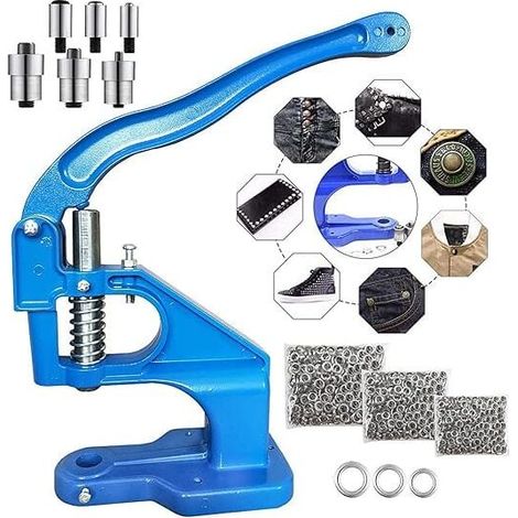Presse à œillets Professionnelle Presse à œillets Presse à Rivets Presse à Bouton-Pression avec 1500 œillets (diamètre intérieur 6 mm, 10 mm, 12 mm) (1/5)