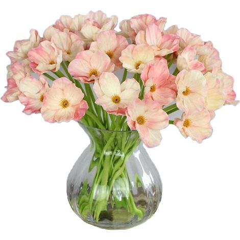10 graines de pavot artificielles, fleurs artificielles pour mariage, bouquet de mariée, décoration de fête à la maison (rose)-AquaForge (1/5)