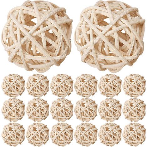 20 boules de rotin naturel pour remplir les vases, pour des projets de loisirs créatifs et pour l'aromathérapie.-3X3X3CM