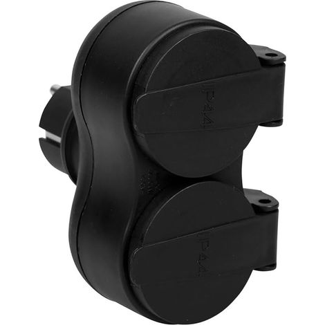 647925 Fiche Biplite Extérieure 2 Prises 16A IP44 Noire - Certification NF (1/5)