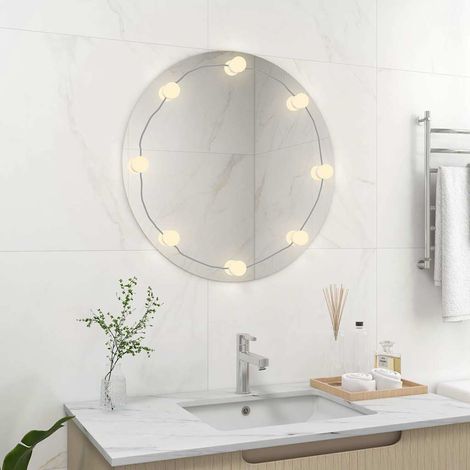 Miroir mural avec lampes LED-Miroir Suspendu à LED Rond Verre 416539 (1/5)