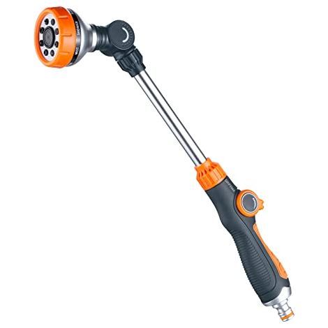 Pistolet d'arrosage, pistolet à jet allongé à 8 modes, adapté à l'arrosage des paniers suspendus, des pelouses, des stations de lavage de voitures et au toilettage des animaux de compagnie. (1/5)