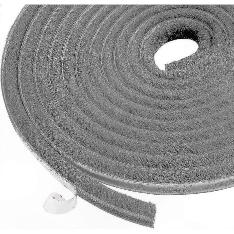 10 m selbstklebendes Dichtungsband mit Bürste, zugluft- und staubdicht für Fenster und Türen, 9 mm x 9 mm, Grau (1/4)