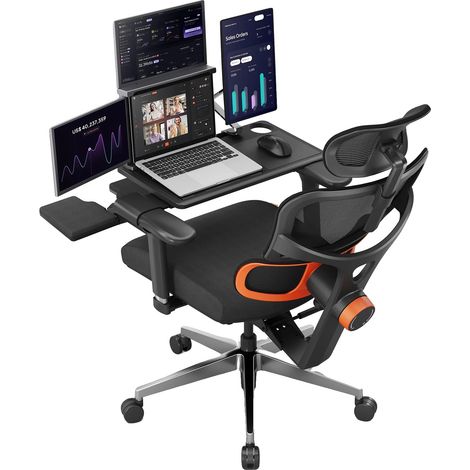 Silla ergonómica, soporte lumbar ajustable, función de inclinación, silla de oficina NT002 negra (1/2)