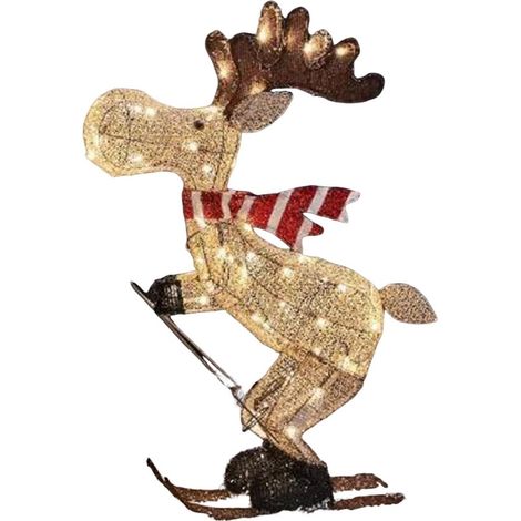 Éclairage LED Cerf de Noël - Usage Externe et Intérieur - Décoration Lumineuse d'Hiver - 1 Pièce - Blanc (1/5)
