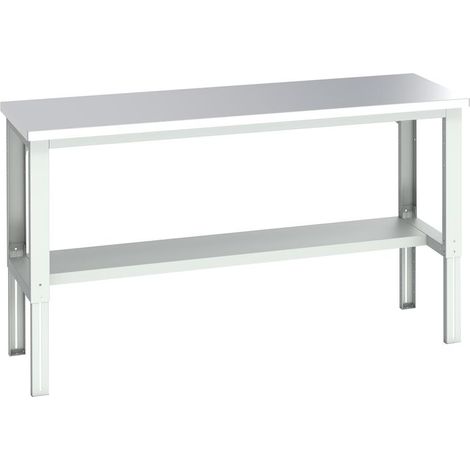 Bott 41003664.16V Cubio Adjustable Bench with Half Shelf, Stainless Steel Top 2000 x 750mm