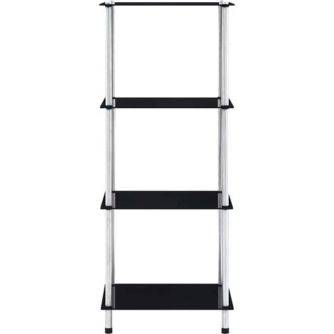 vidaXL Scaffale a 4 Livelli Nero 40x40x100 cm in Vetro Temperato (1/3)