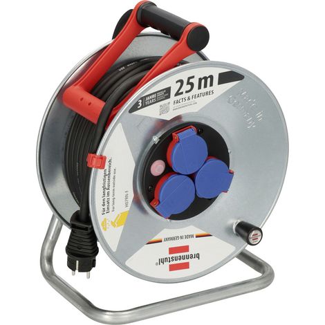 Brennenstuhl 1198350 Kabeltrommel 25 m Schwarz Schutzkontakt-Gummi-Stecker