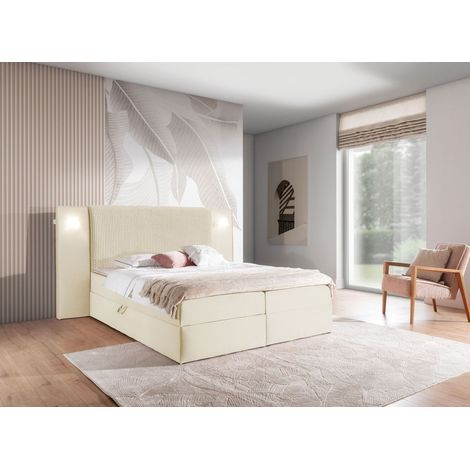 Boxspringbett Bett MARTEN 160x200cm Set.1 in Stoff Magic Velvet Creme (1/3)