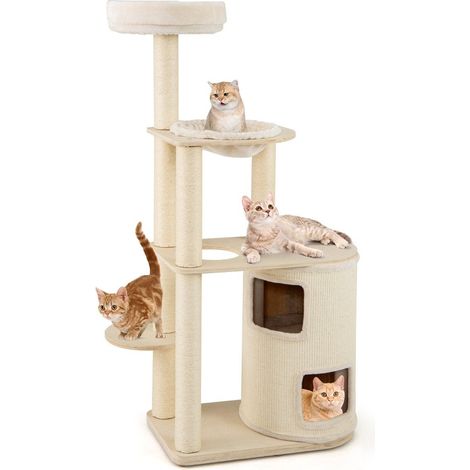 Albero per gatti da 151 cm con casetta a 2 piani e amaca (1/5)