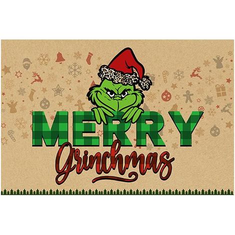 Merry Christmas Front Door Mat Christmas Decoration Entrance Door Mat Non-slip Floor Mat Absorbent Indoor Rug Outdoor Holiday Decoration 3523 Inch (1/4)