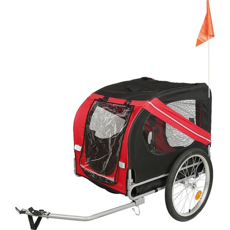 Hundeanhänger Fahrradanhänger Hundetransporter hundebuggy Transportanhänger Hunde Hundefahrradanhänger(Rötliches Schwarz) (1/5)
