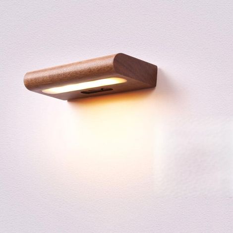 Applique Murale LED Intérieur Extérieur Bois Balcon Lampe Murale sans Fil avec USB Rechargeable et Batterie Solaire,3000K Magnétique Veilleuse Eclairage Mural pour Salon Chambre terrasse (1/5)