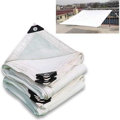 Voile d'ombrage, pare-soleil pour pergola, tissu d'ombrage blanc, bâche en maille d'ombrage haute densité, pour terrasse, patio, pergola, arrière-cour, 1 x 1 m (1/5)
