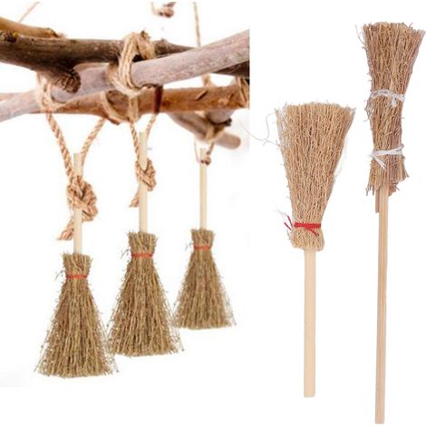 Mini escobas de bruja de bambú – 20 piezas (14 cm x 10 cm) para Halloween, cosplay, fiestas y la escuela. (1/5)