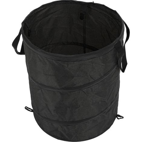 Poubelle de camping pliable de taille moyenne (37 L) - Sac de rangement portable pour pique-nique, camping et jardin - Noir (1/5)