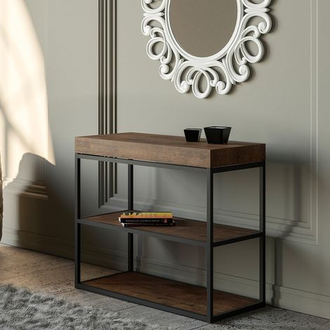 Consolle allungabile 90x40/196 cm Plano Small Premium Noce telaio Antracite (1/5)