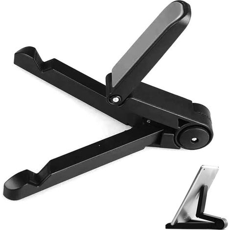 EASYCOMFORT Support Tablette Bureau,Support Ajustable et Portable pour Tablette,Réglables Support Portable Porte Tablette,Support Téléphone Bureau pour iPad,pour iPhone,Noir,1 Pièce (1/5)