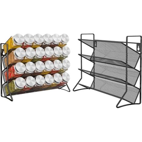 Ecleanfy - Lot de 1 Étagère à épices à 3 niveaux, autoportante, en métal, pour cuisine, rangement de bouteilles et pots d'herbes aromatiques, porte-épices pratique pour plan de travail ou placard. (1/4)