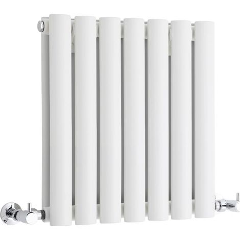 Milano Aruba White Horizontal Double Oval Panel Radiator - 400mm x 413mm